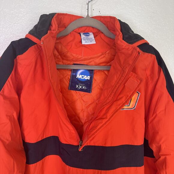 Oklahoma State Cowboys Jacket Mens Large NCAA Football Hooded Coat Orange Puffer - Picture 8 of 15